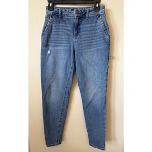 Sincerely Jules Med Wash Distress Mid Rise Carpenter Skinny Leg Jeans Size 1/25